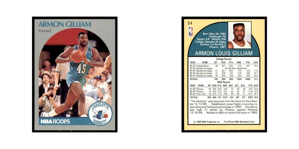 1990 Hoops Armon Gilliam Basketball Cards #54