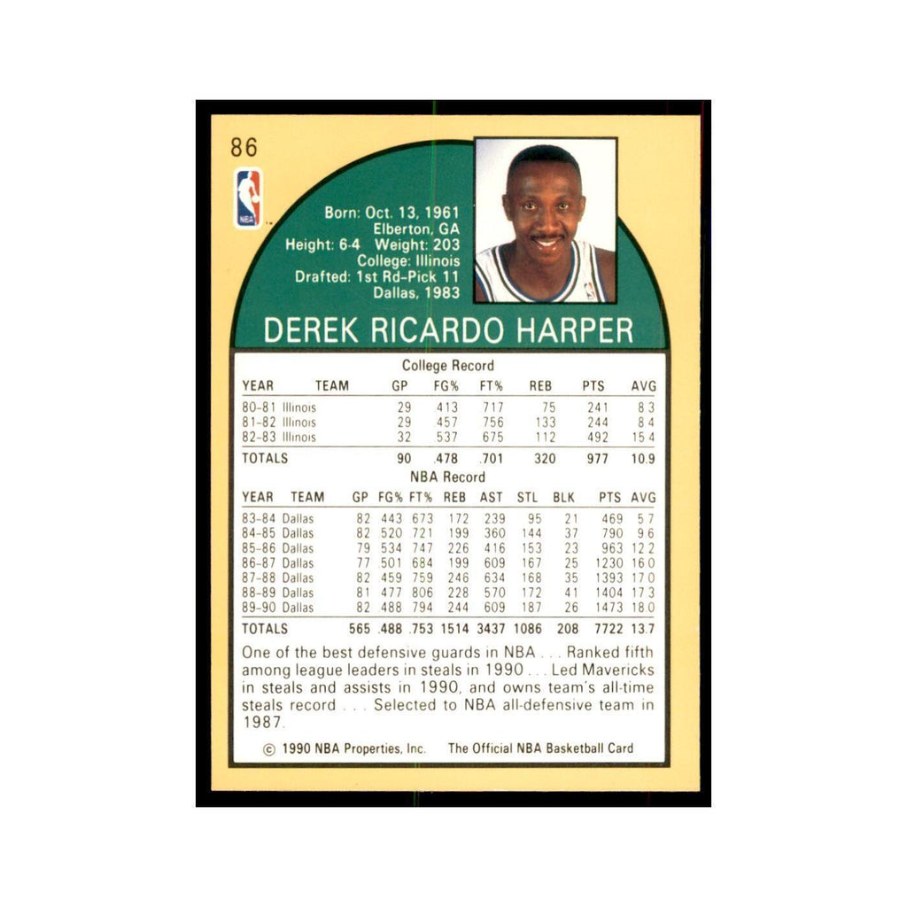 1990 Hoops Derek Harper Basketball Cards #86