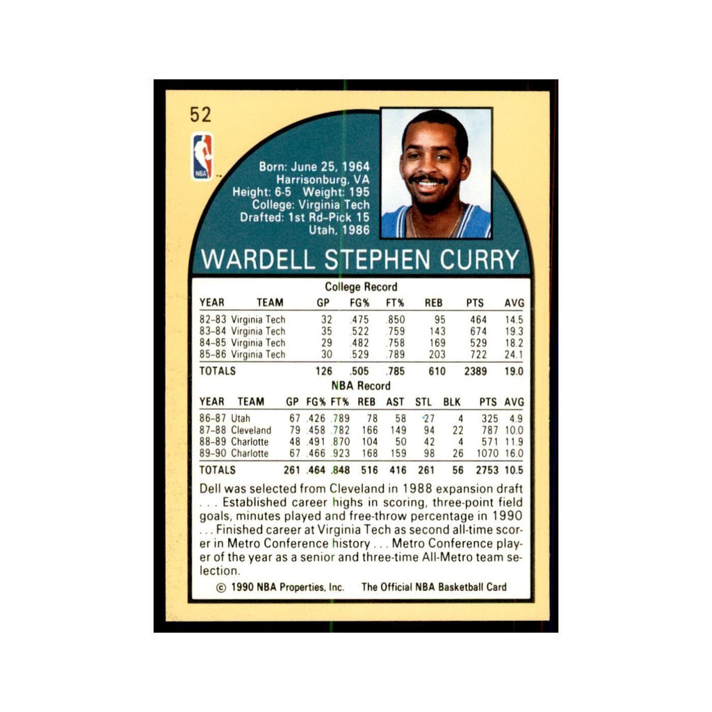 1990 Hoops Dell Curry Basketball Cards #52