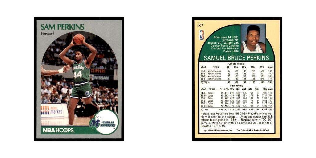 1990 Hoops Sam Perkins Basketball Cards #87