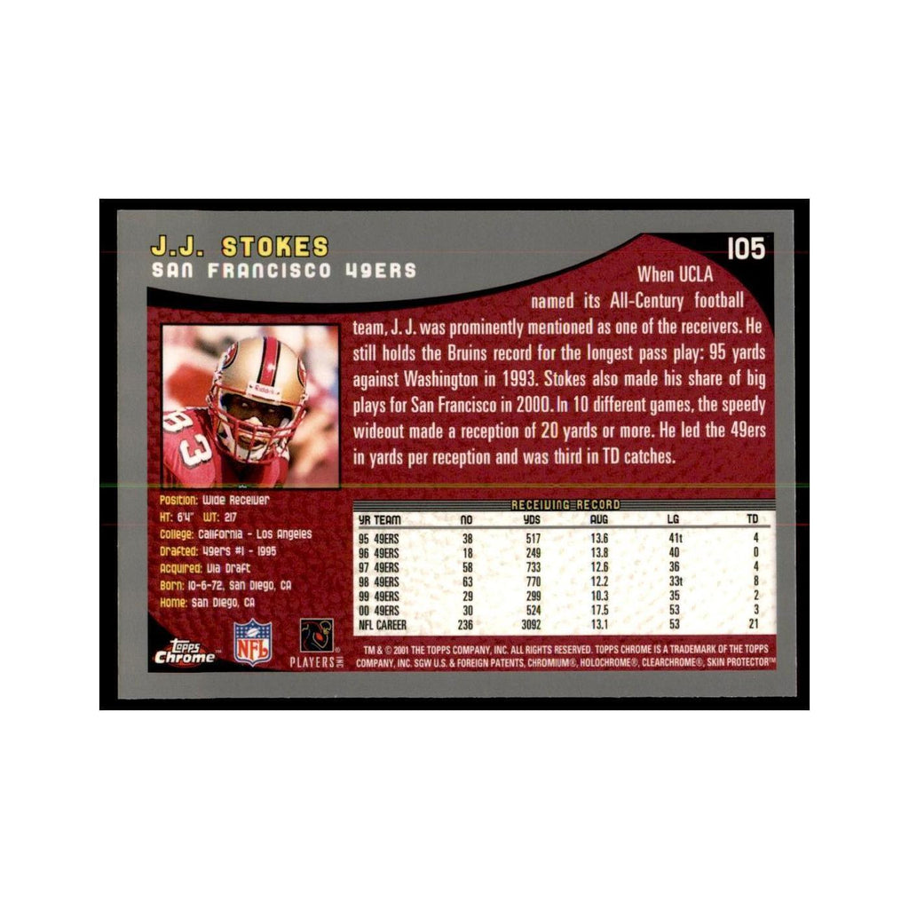 2001 Topps Chrome J.J. Stokes Football Cards #105