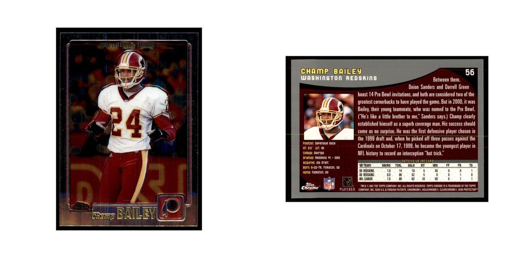 2001 Topps Chrome Champ Bailey Football Cards #56