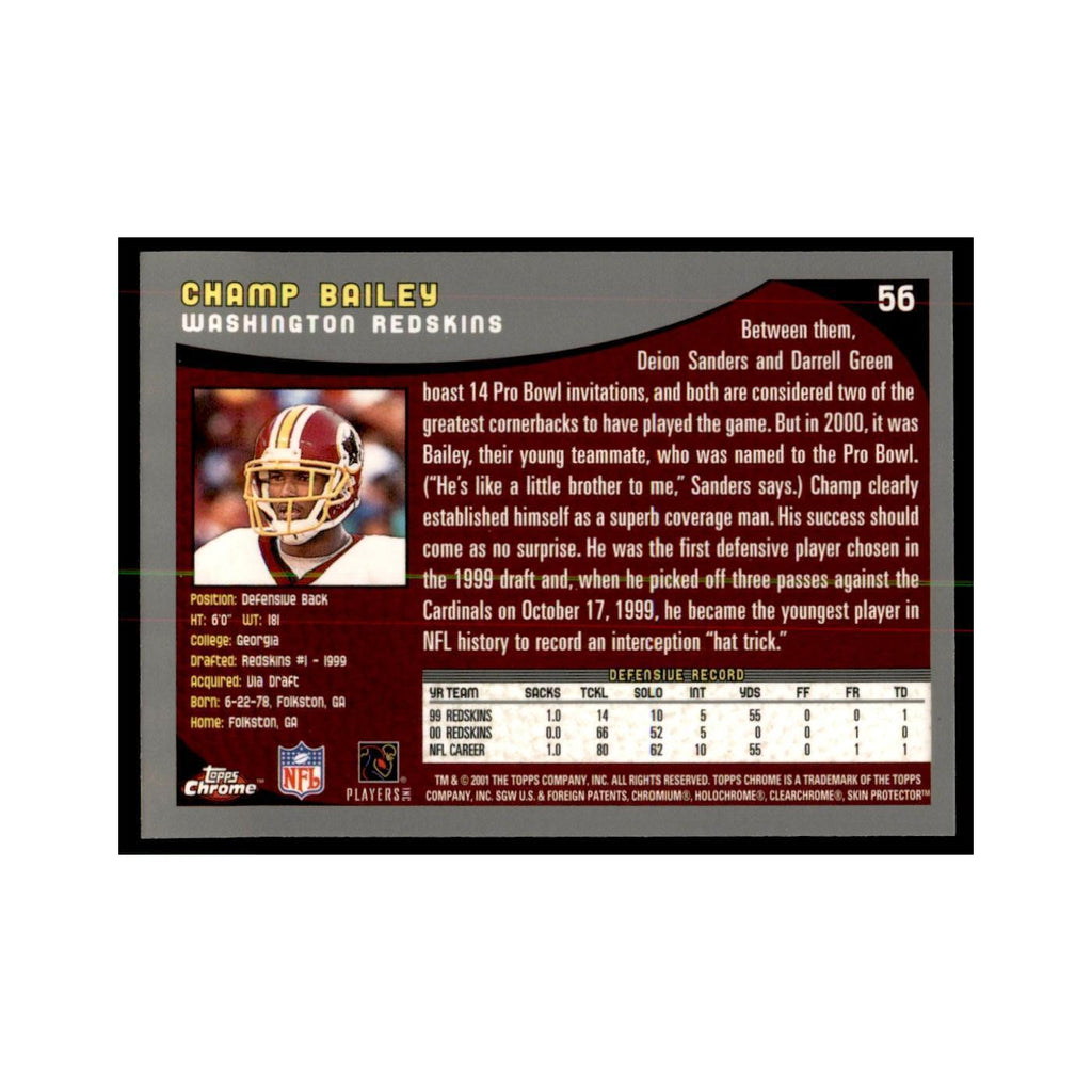 2001 Topps Chrome Champ Bailey Football Cards #56