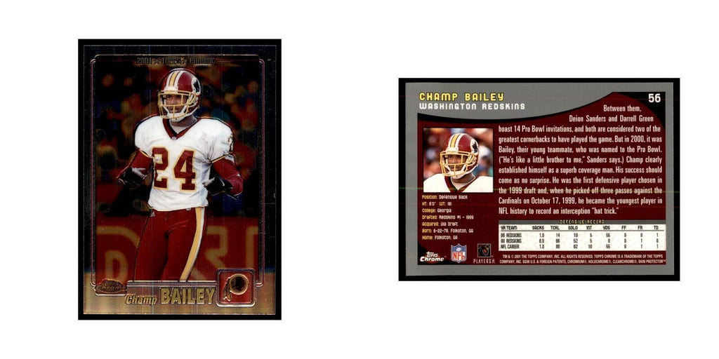 2001 Topps Chrome Champ Bailey Football Cards #56