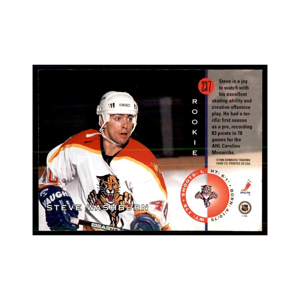 Steve Washburn 1996 Leaf #237 Hockey Cards Hockey Card NM