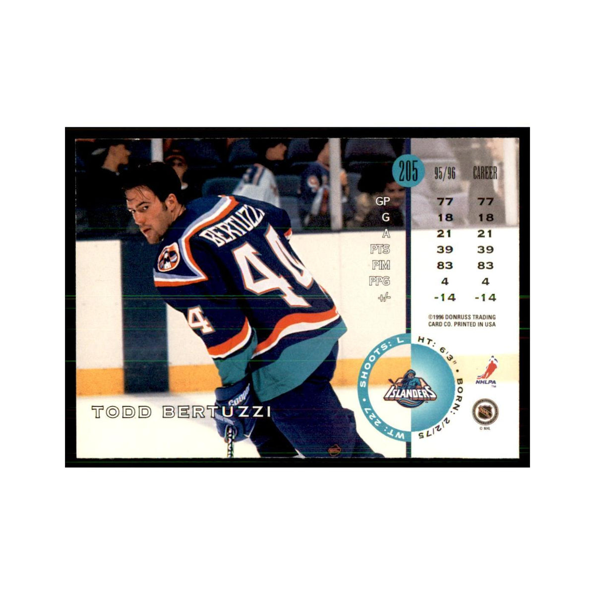 Todd Bertuzzi 1996 Leaf #205 Hockey Cards Hockey Card NM