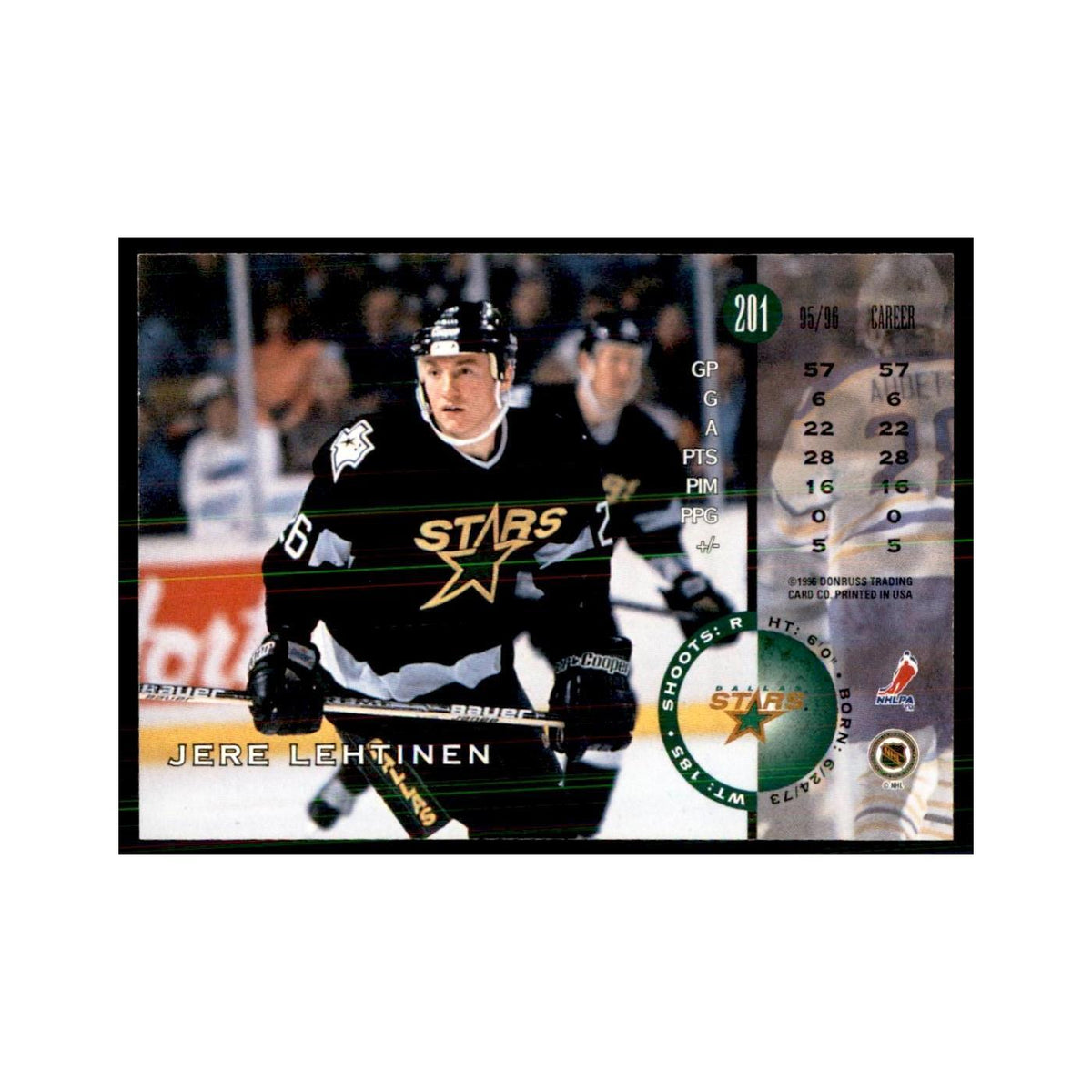 Jere Lehtinen 1996 Leaf #201 Hockey Cards Hockey Card NM