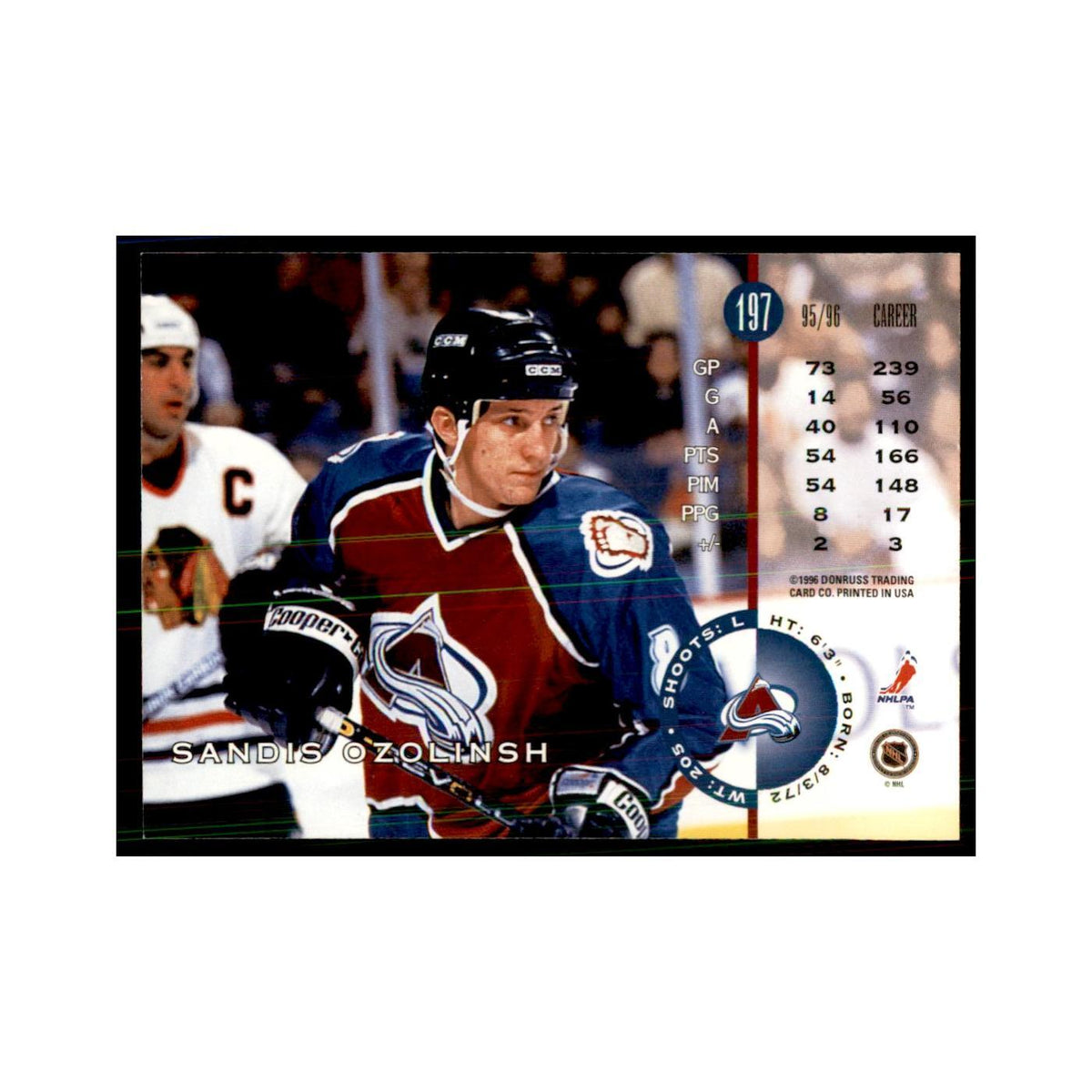 Sandis Ozolinsh 1996 Leaf #197 Hockey Cards Hockey Card NM