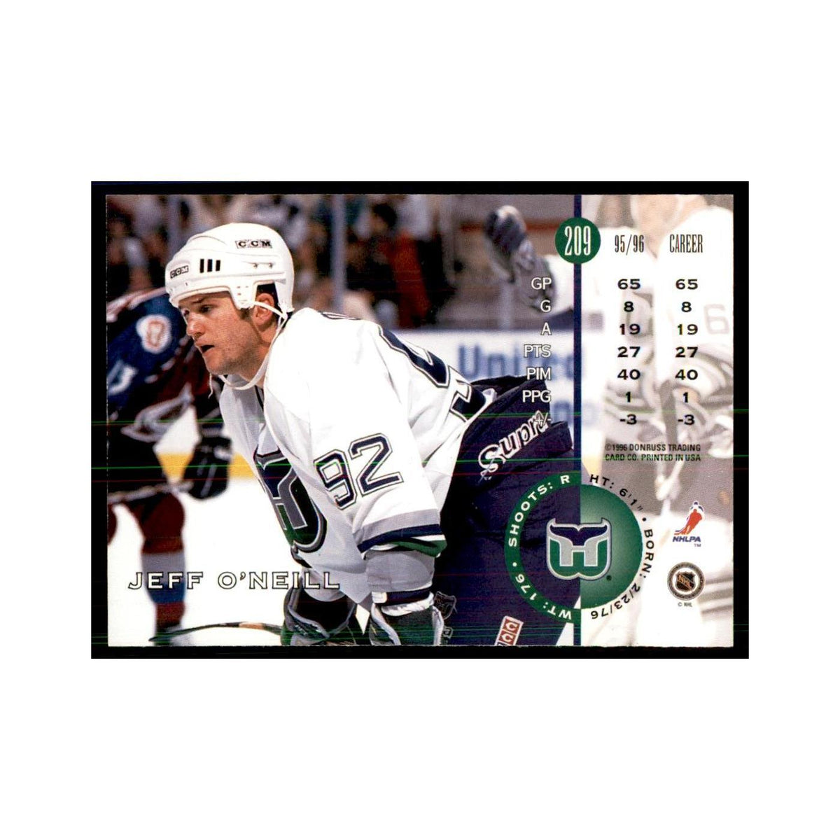 Jeff O'Neill 1996 Leaf #209 Hockey Cards Hockey Card NM