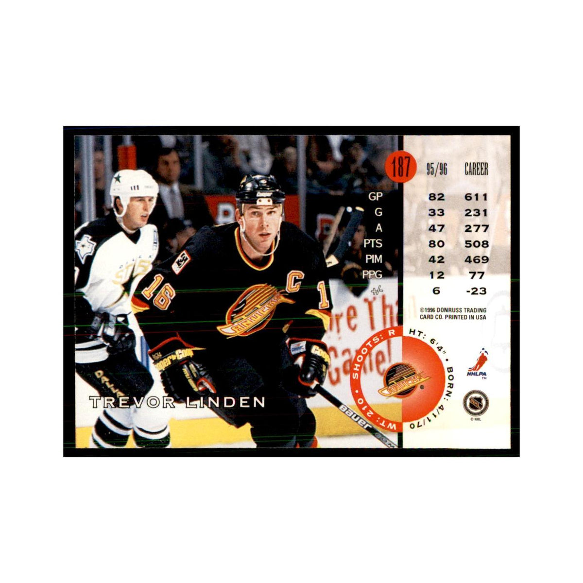 Trevor Linden 1996 Leaf #187 Hockey Cards Hockey Card NM