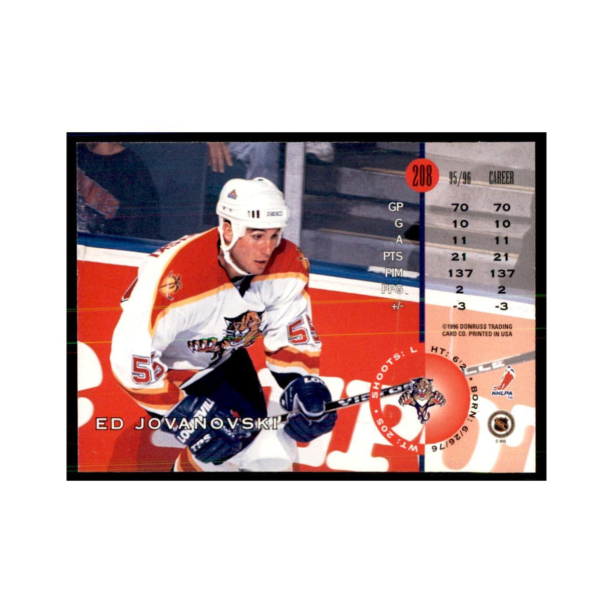 Ed Jovanovski 1996 Leaf #208 Hockey Cards Hockey Card NM