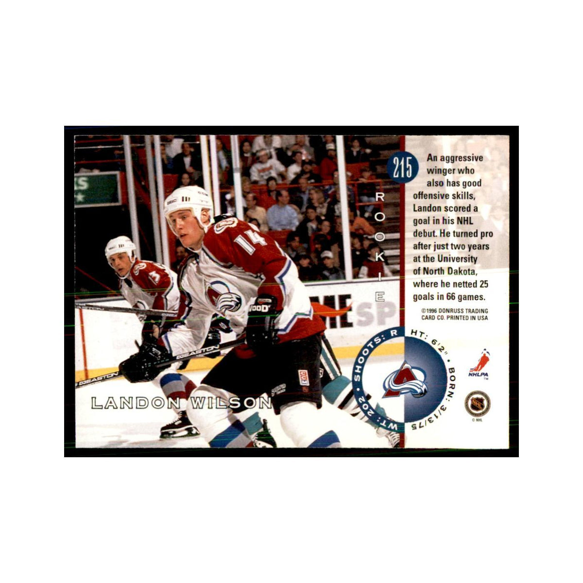 Landon Wilson 1996 Leaf #215 Hockey Cards Hockey Card NM