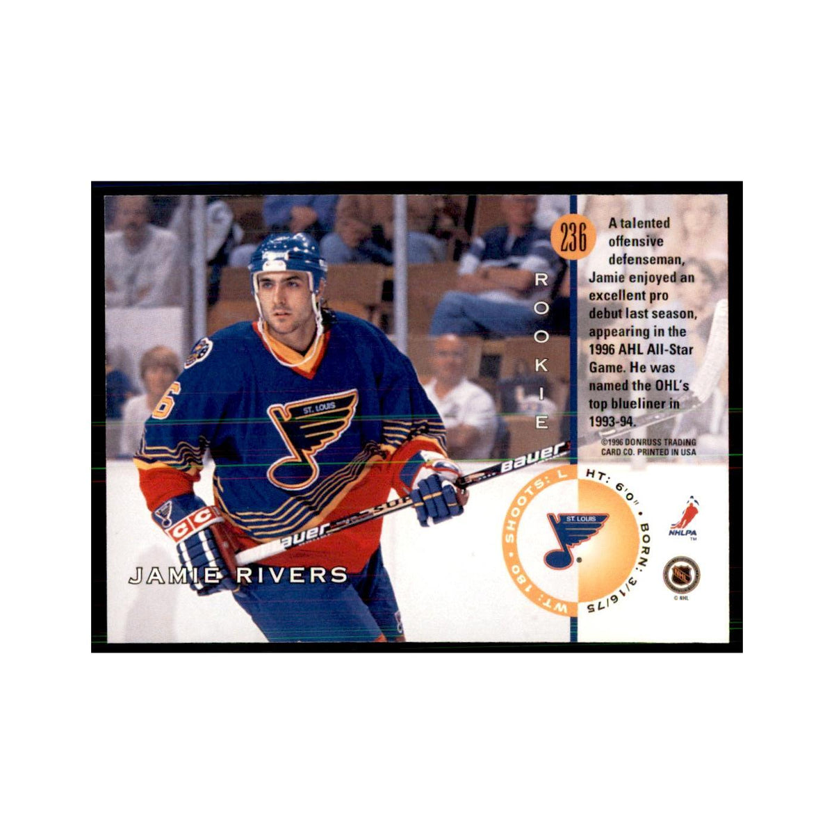 Jamie Rivers 1996 Leaf #236 Hockey Cards Hockey Card NM
