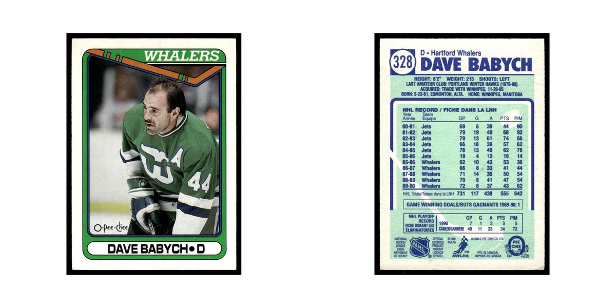 Dave Babych 1990 O-Pee-Chee #328 Hartford Whalers Hockey Card EX