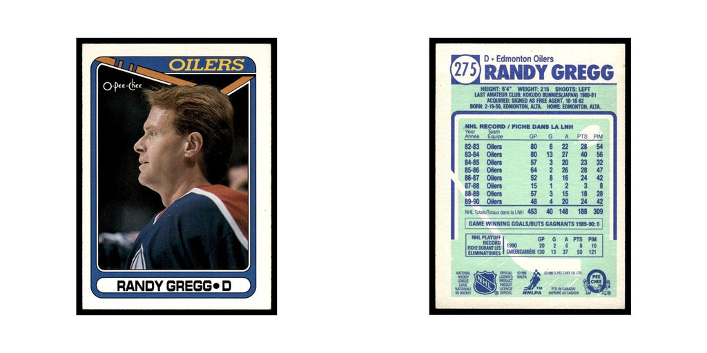 Randy Gregg 1990 O-Pee-Chee #275 Edmonton Oilers Hockey Card EX