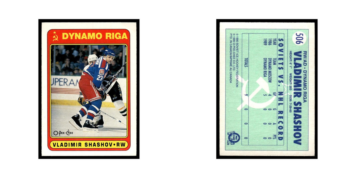 Vladimir Shashov Rookie 1990 O-Pee-Chee #506 Dinamo Riga Hockey Card EX