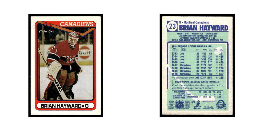 Brian Hayward 1990 O-Pee-Chee #23 Montreal Canadiens Hockey Card EX