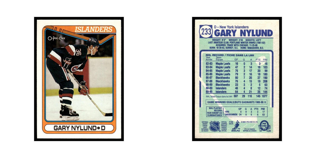 Gary Nylund 1990 O-Pee-Chee #233 New York Islanders Hockey Card EX
