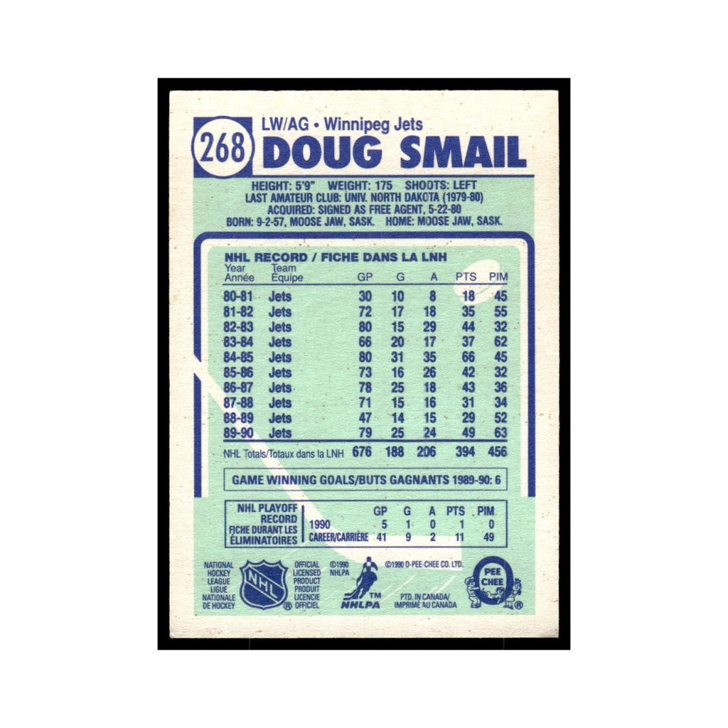 Doug Smail 1990 O-Pee-Chee #268 Winnipeg Jets Hockey Card EX