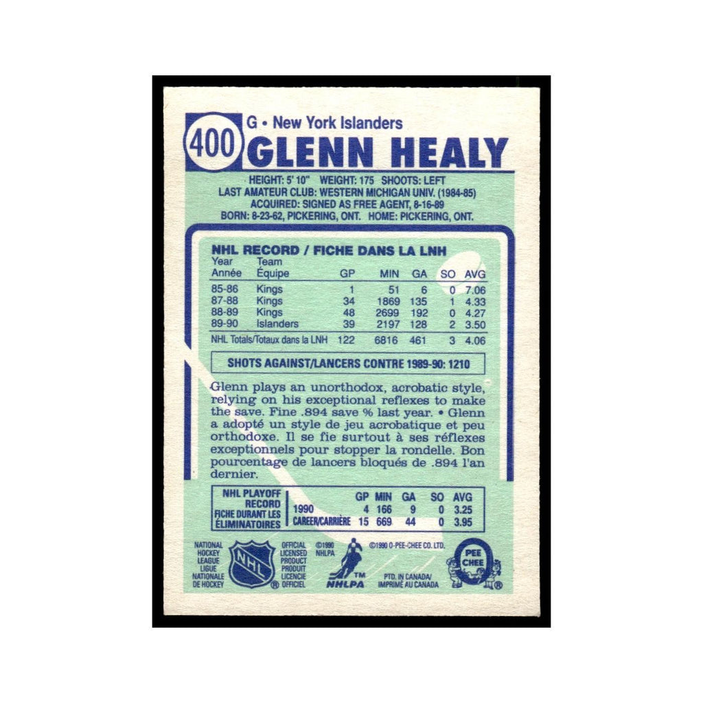 Glenn Healy Rookie 1990 O-Pee-Chee #400 New York Islanders Hockey Card EX