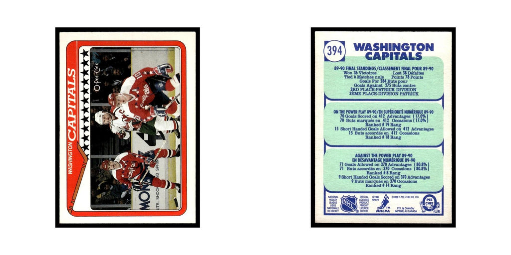 Washington Capitals 1990 O-Pee-Chee #394 Hockey Card EX