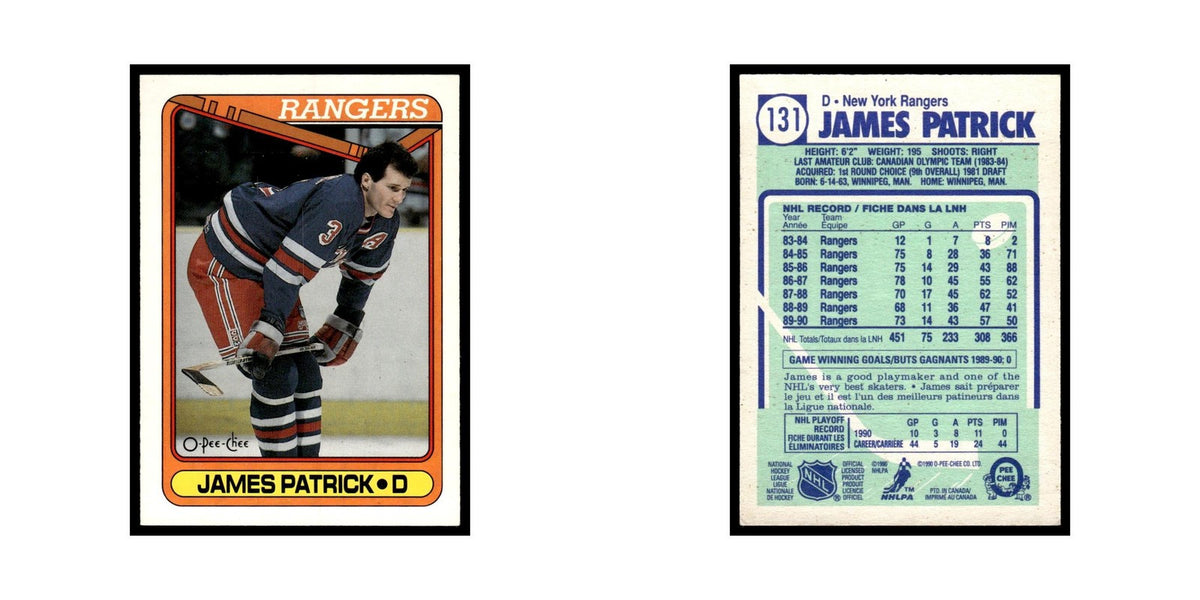 James Patrick 1990 O-Pee-Chee #131 New York Rangers Hockey Card EX