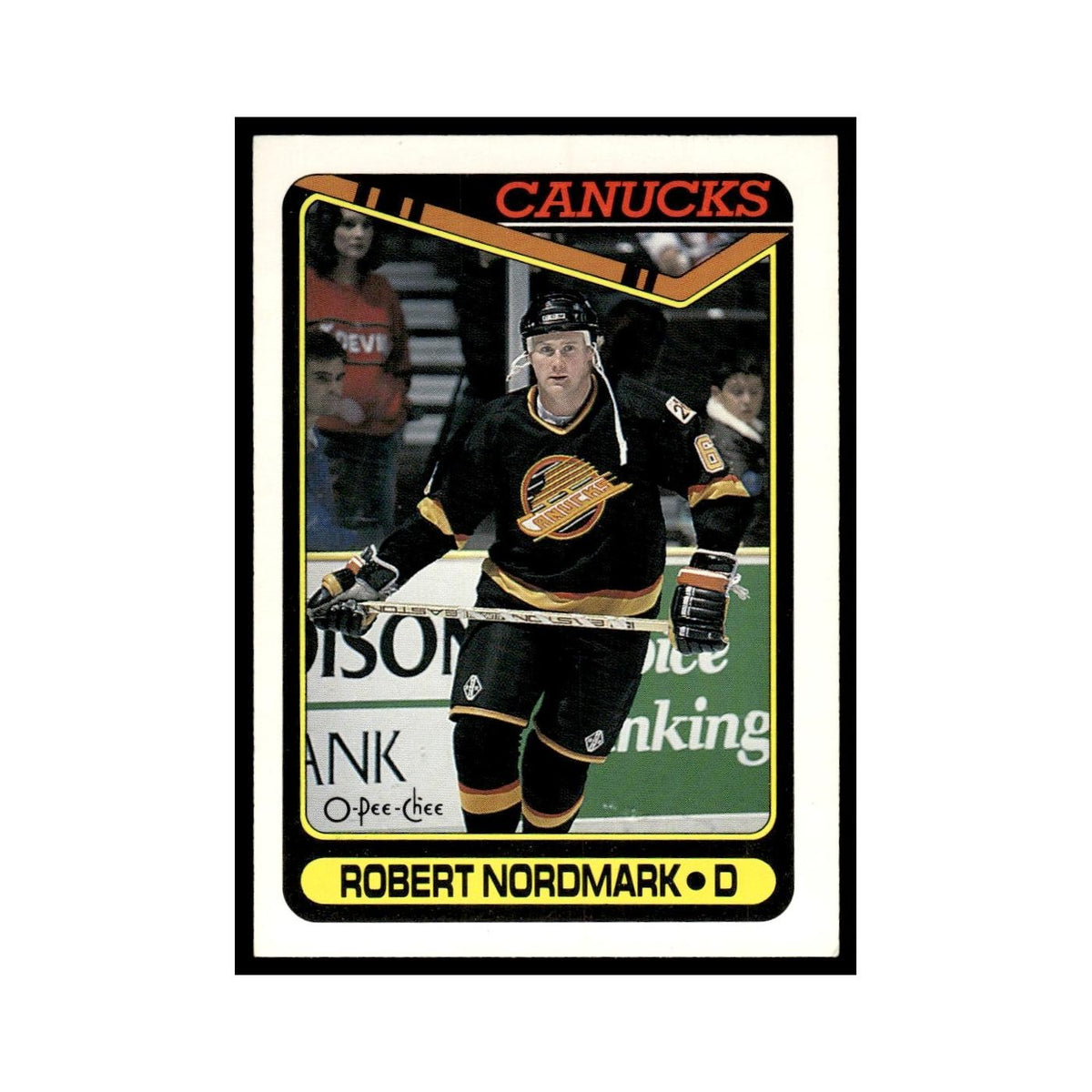 Robert Nordmark Rookie 1990 O-Pee-Chee #433 Vancouver Canucks Hockey Card EX