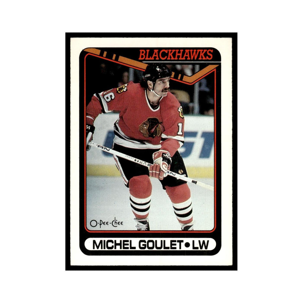 Michel Goulet 1990 O-Pee-Chee #329 Chicago Blackhawks Hockey Card EX