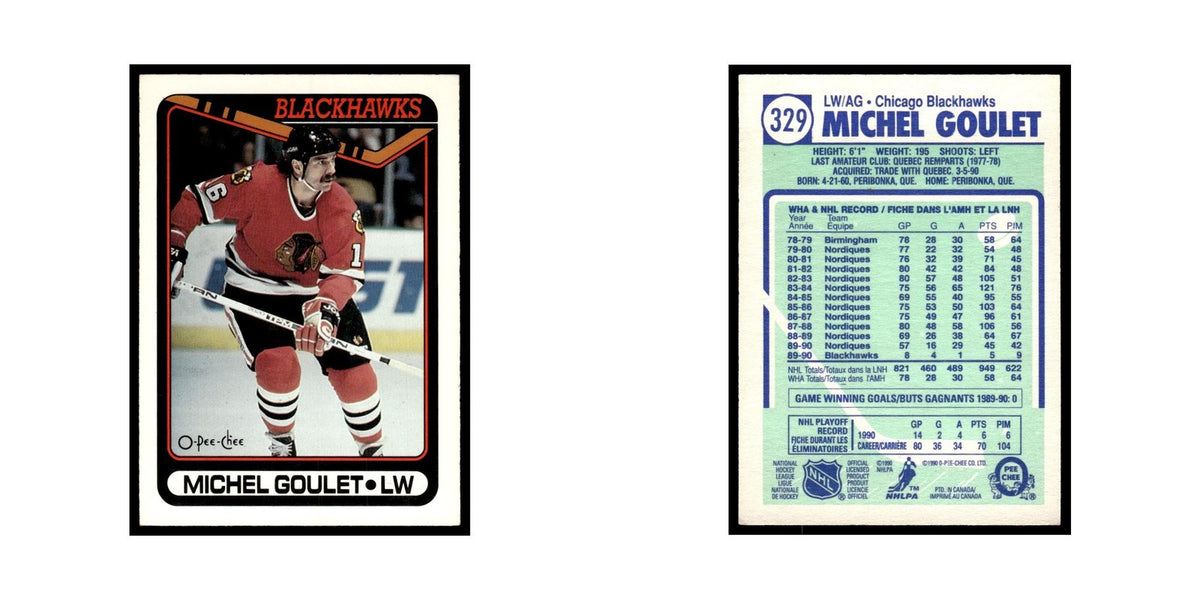 Michel Goulet 1990 O-Pee-Chee #329 Chicago Blackhawks Hockey Card EX