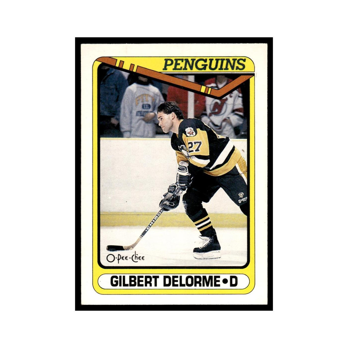 Gilbert Delorme 1990 O-Pee-Chee #517 Pittsburgh Penguins Hockey Card EX