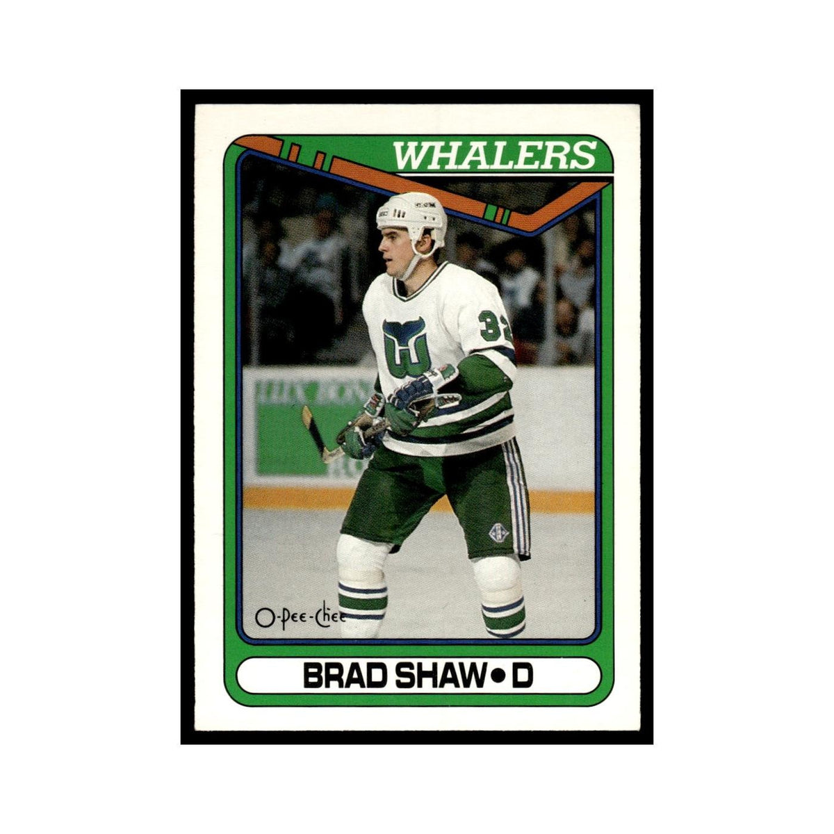Brad Shaw Rookie 1990 O-Pee-Chee #279 Hartford Whalers Hockey Card EX