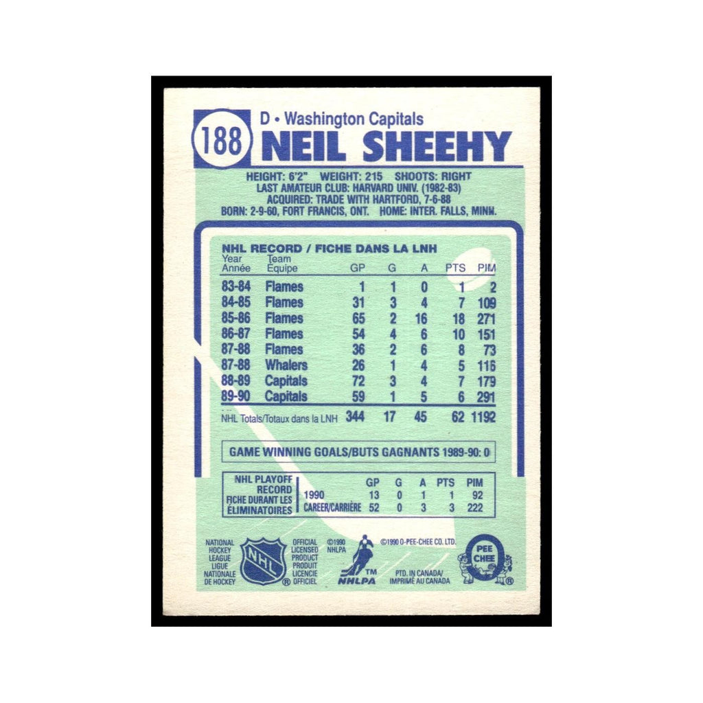 Neil Sheehy 1990 O-Pee-Chee #188 Washington Capitals Hockey Card EX