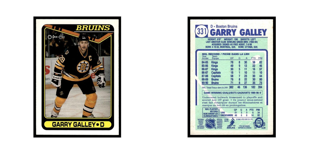 Garry Galley Rookie 1990 O-Pee-Chee #331 Boston Bruins Hockey Card EX