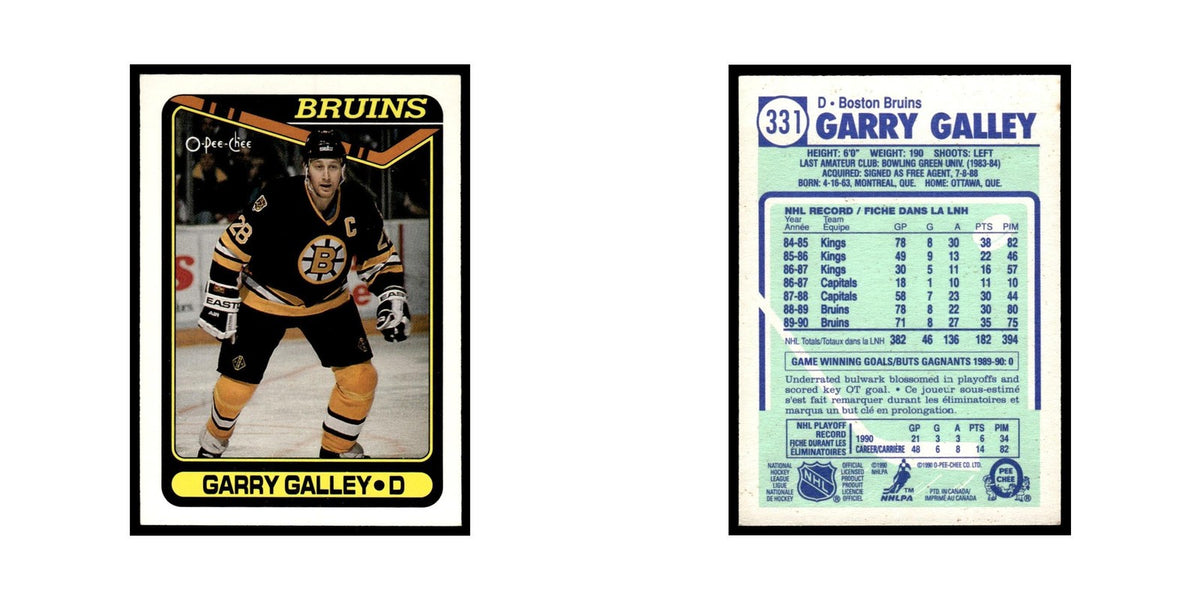 Garry Galley Rookie 1990 O-Pee-Chee #331 Boston Bruins Hockey Card EX