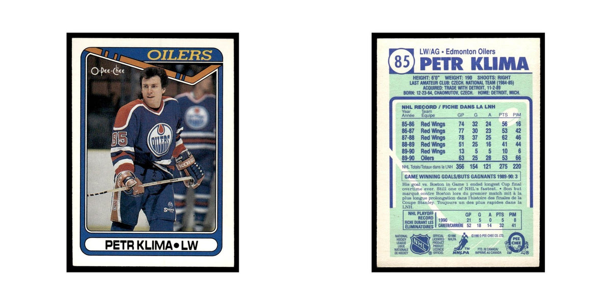 Petr Klima 1990 O-Pee-Chee #85 Edmonton Oilers Hockey Card EX