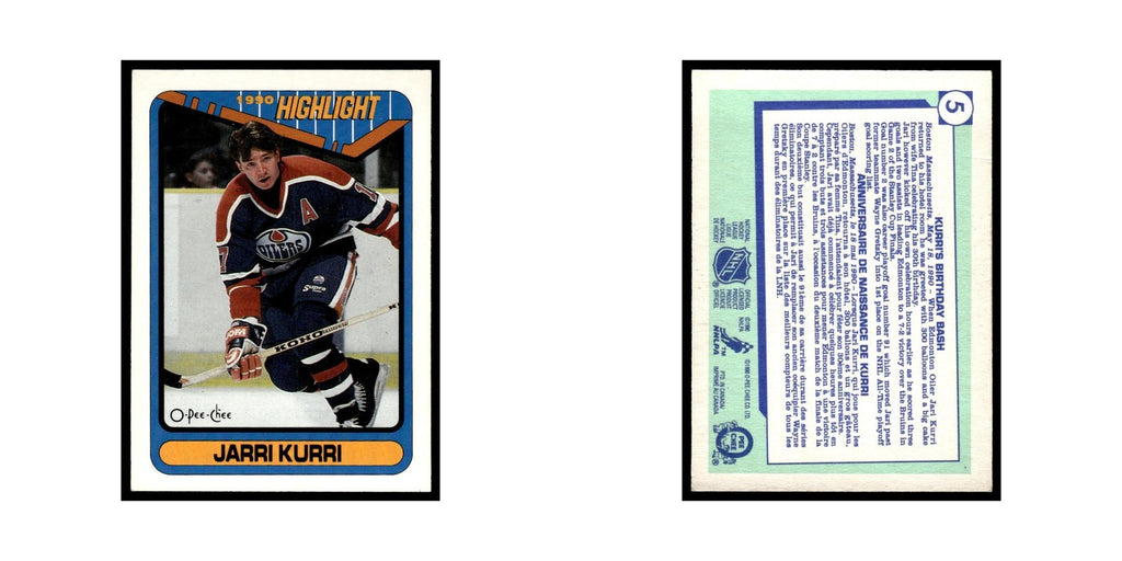 Jarri Kurri 1990 O-Pee-Chee #5 Edmonton Oilers Hockey Card EX