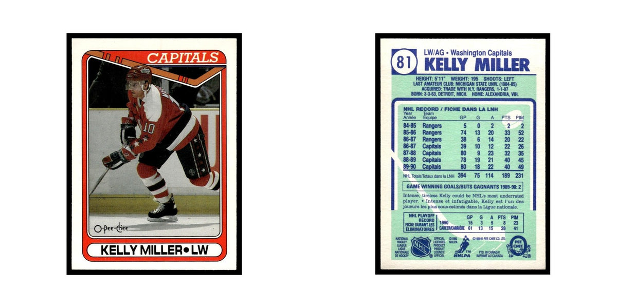 Kelly Miller 1990 O-Pee-Chee #81 Washington Capitals Hockey Card EX