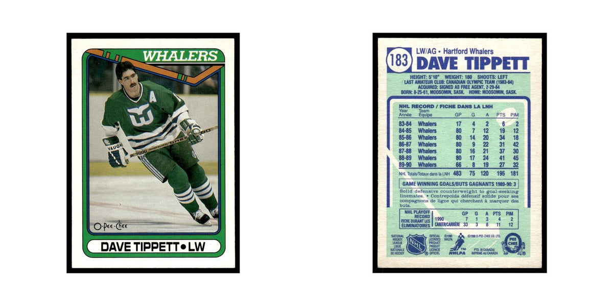 Dave Tippett 1990 O-Pee-Chee #183 Hartford Whalers Hockey Card EX