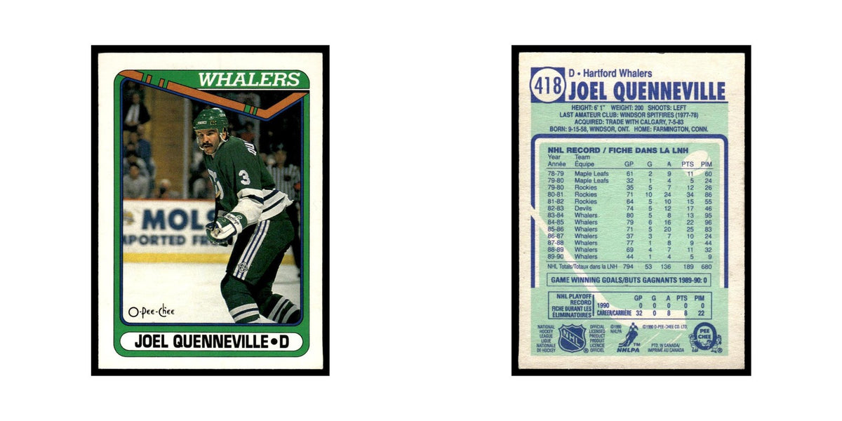 Joel Quenneville 1990 O-Pee-Chee #418 Hartford Whalers Hockey Card EX