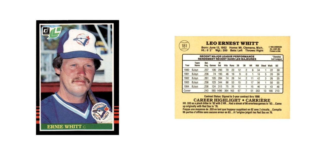 Ernie Whitt 1985 Leaf #181 Toronto Blue Jays Baseball Card NM