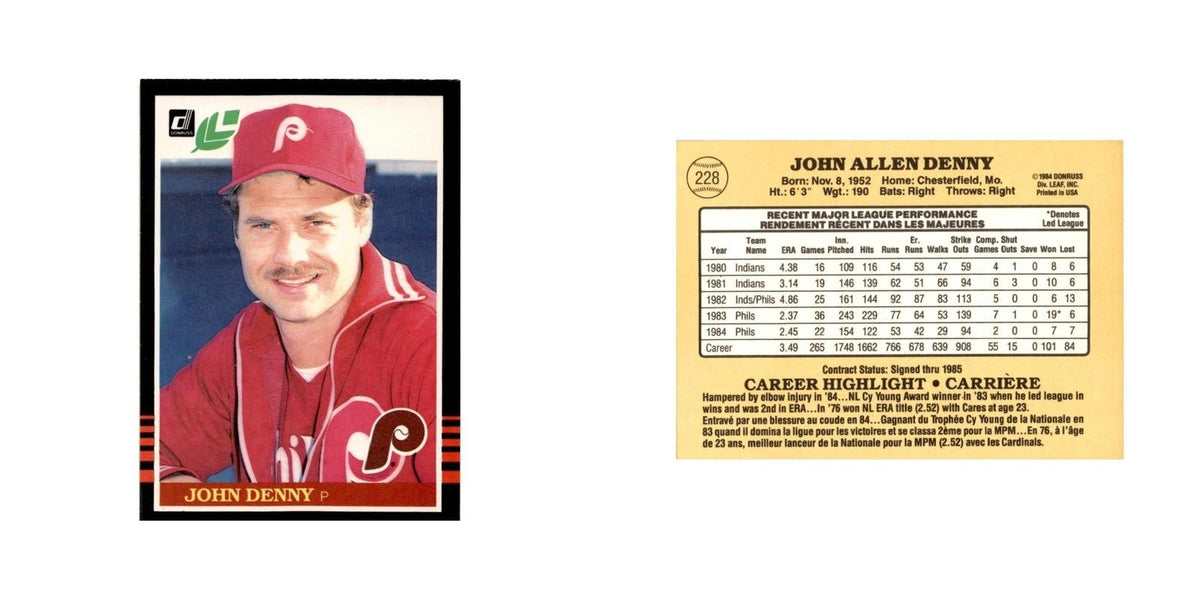 John Denny 1985 Leaf #228 Philadelphia Phillies Baseball Card NM