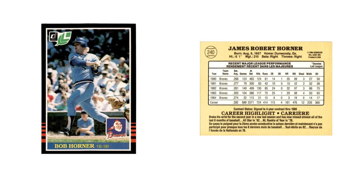 Bob Horner 1985 Leaf #240 Atlanta Braves Baseball Card NM