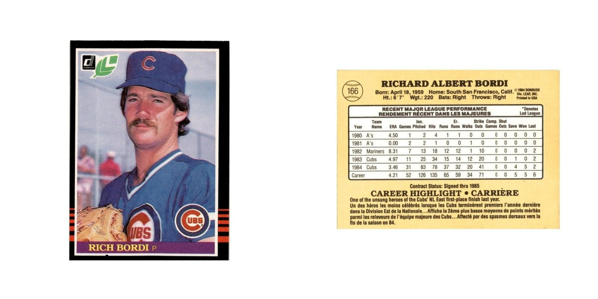 Rich Bordi 1985 Leaf #166 Chicago Cubs Baseball Card NM