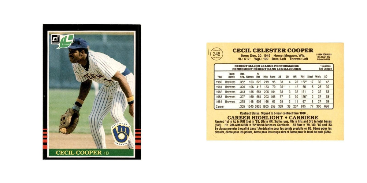 Cecil Cooper 1985 Leaf #246 Milwaukee Brewers Baseball Card NM