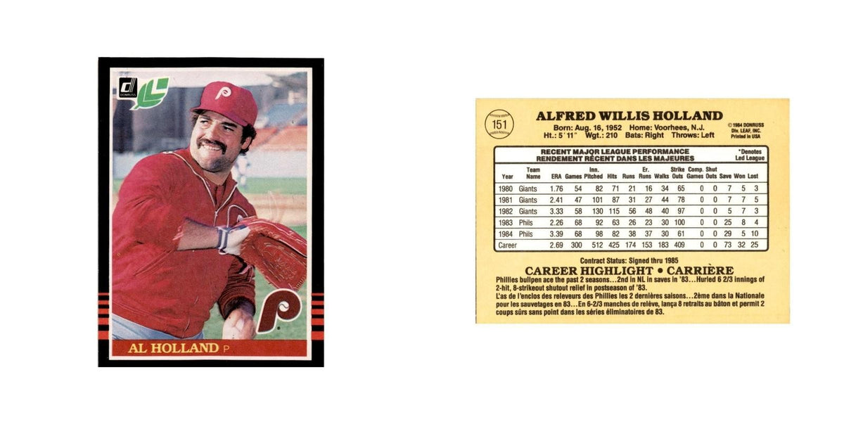 Al Holland 1985 Leaf #151 Philadelphia Phillies Baseball Card NM