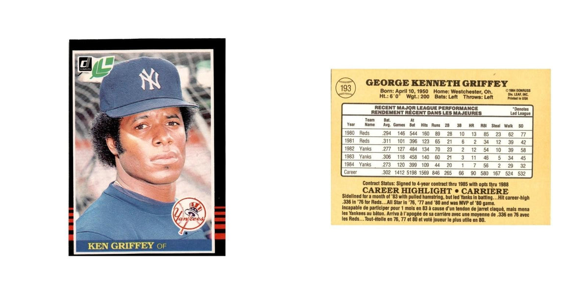 Ken Griffey Sr. 1985 Leaf #193 New York Yankees Baseball Card NM