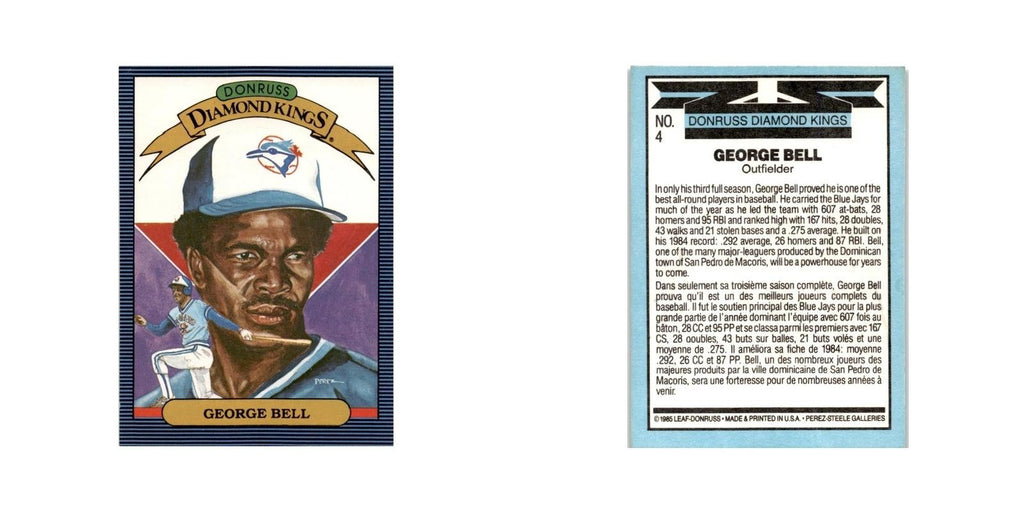 George Bell 1986 Leaf #4 Toronto Blue Jays Baseball Card NM