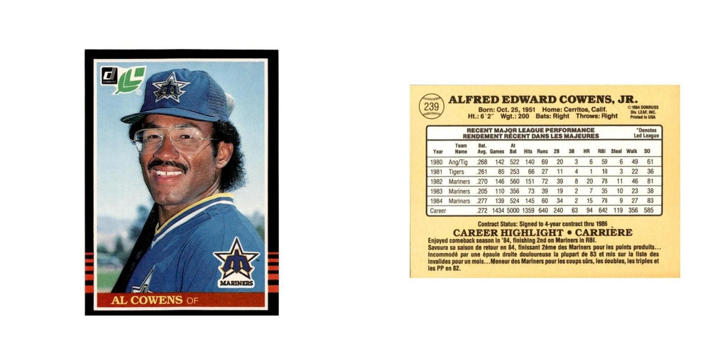 Al Cowens 1985 Leaf #239 Seattle Mariners Baseball Card NM