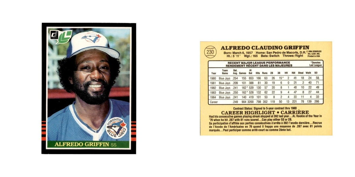 Alfredo Griffin 1985 Leaf #230 Toronto Blue Jays Baseball Card NM