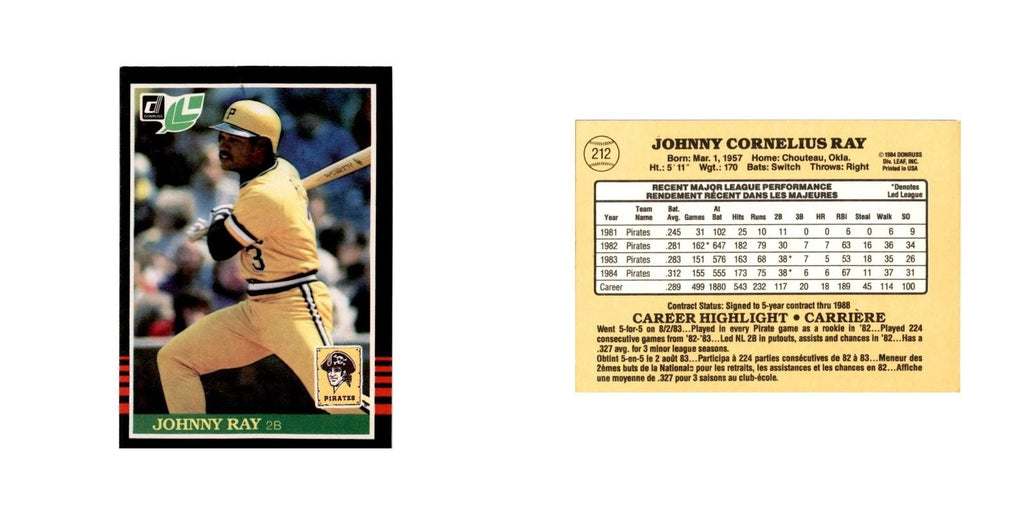 Johnny Ray 1985 Leaf #212 Pittsburgh Pirates Baseball Card NM